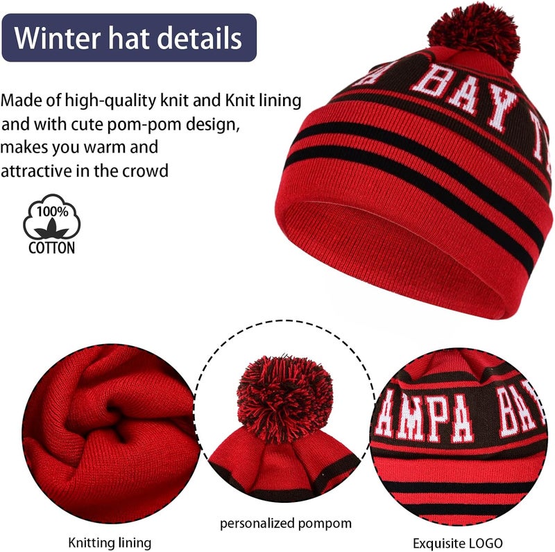 mtstaowe Vintage Classic Skull Cap Beanie Hat Cuffed Winter Hat Knit Comes with Warm Gloves Gifts for Men Women Fans - Image 2